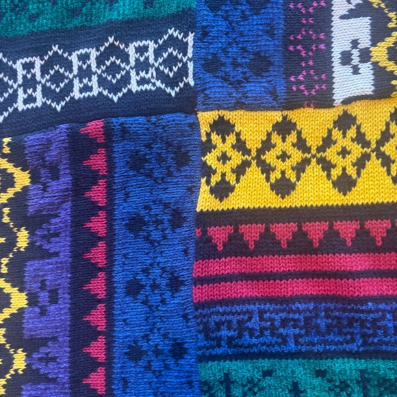 VINTAGE ESPRIT Color-block Bright Pattern Oversized Sweater 80s 90s Large - Picture 7 of 10